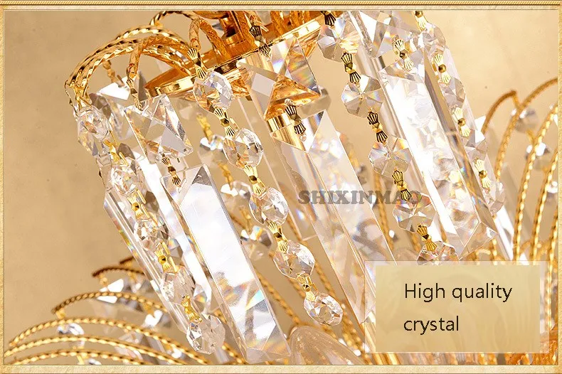 Pingente de Cristal de Luxo Sala de Estar Sala de Jantar Lâmpada Shixnimao Crys Estilo Europeu Quarto Nova Champagne Cristal 17 cristal de Luxo sala de estar sala