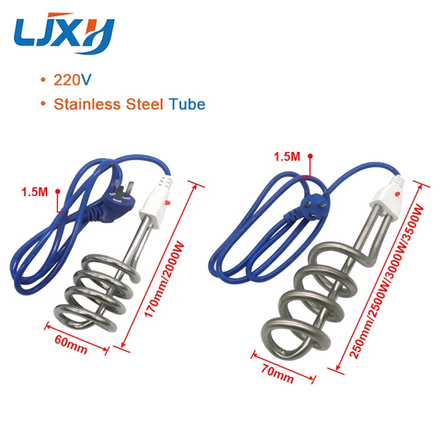 LJXH Electric Immersion Water Heater Element 220V Portable Fast Stainless  Steel Heating pipe for Bucket 2000W/2500W/3000W/3500W - AliExpress