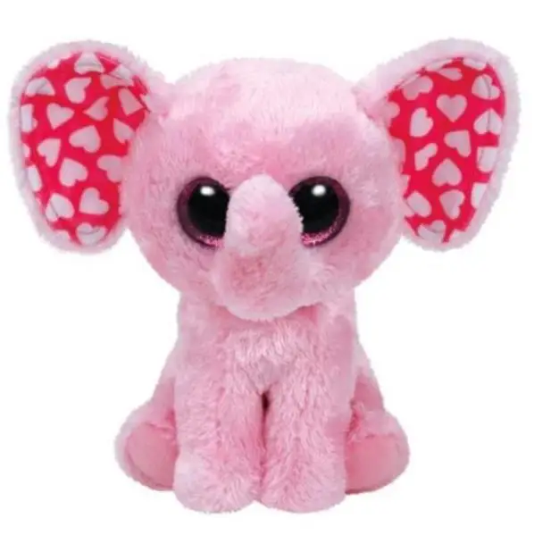 

6" 15cm Ty Beanie Boo Valentine's Day Sugar the Pink Elephant Big Glitter Eyes Plush Toys Collection Christmas Gift