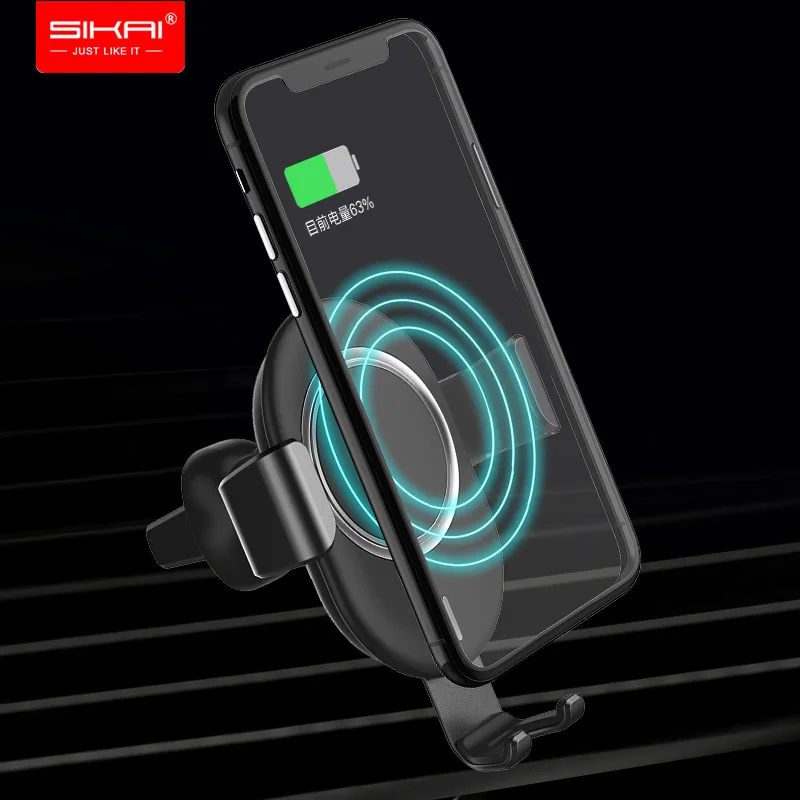 

SIKAI Qi Car Wireless Charger induction For iPhone Xs XR Samsung S10 Automatic Navigation Fast Wirless Charging Car Phone Holder