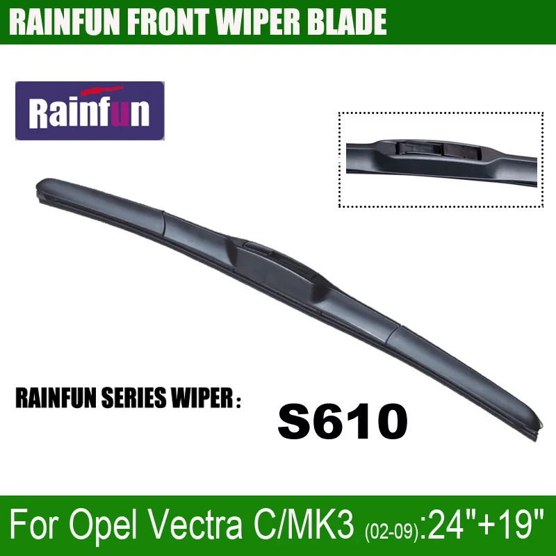 

RAINFUN S610 24"+19" dedicated car wiper blade for Opel Vectra C/C MK3, 2 PCS as a lot