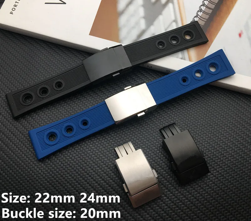 Черный синий 22 мм 24 мм, силиконовая резина Ремешок для часов браслет для navitimer/мститель/Breitling ремешок Бабочка Пряжка Инструменты