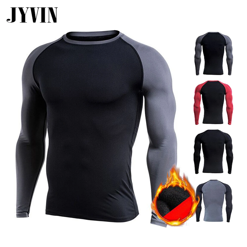 Winter Warm Rashgard Running Shirt Men T-shirt Long Sleeve Compression Shirts Gym Fitness Sport Shirt Men Jersey Sportswear