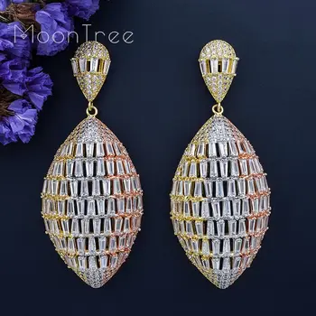 

MoonTree 3 Tone Luxury Geometry Full Mirco Paved Cubic Zirconia Naija Wedding Earring Fashion Jewelry For Women