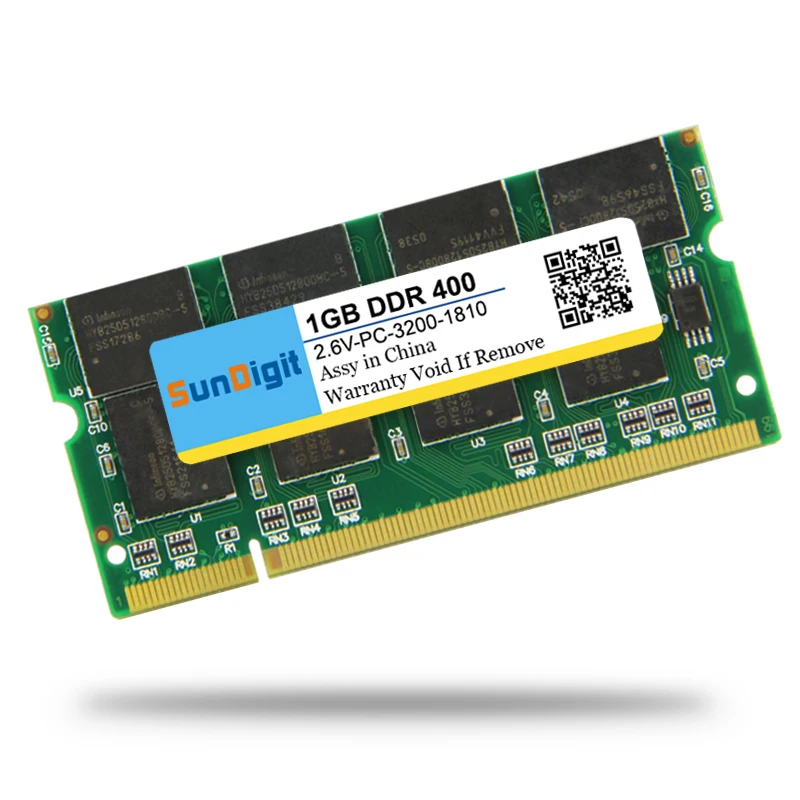 Vente Marque SunDigit Ordinateur Portable Mémoire Ram DDR 400 MHz 333 Mhz 266 MHz PC 3200 1 GB 512 MB pour Ordinateur Portable Sodimm Memoria Compatible avec DDR1