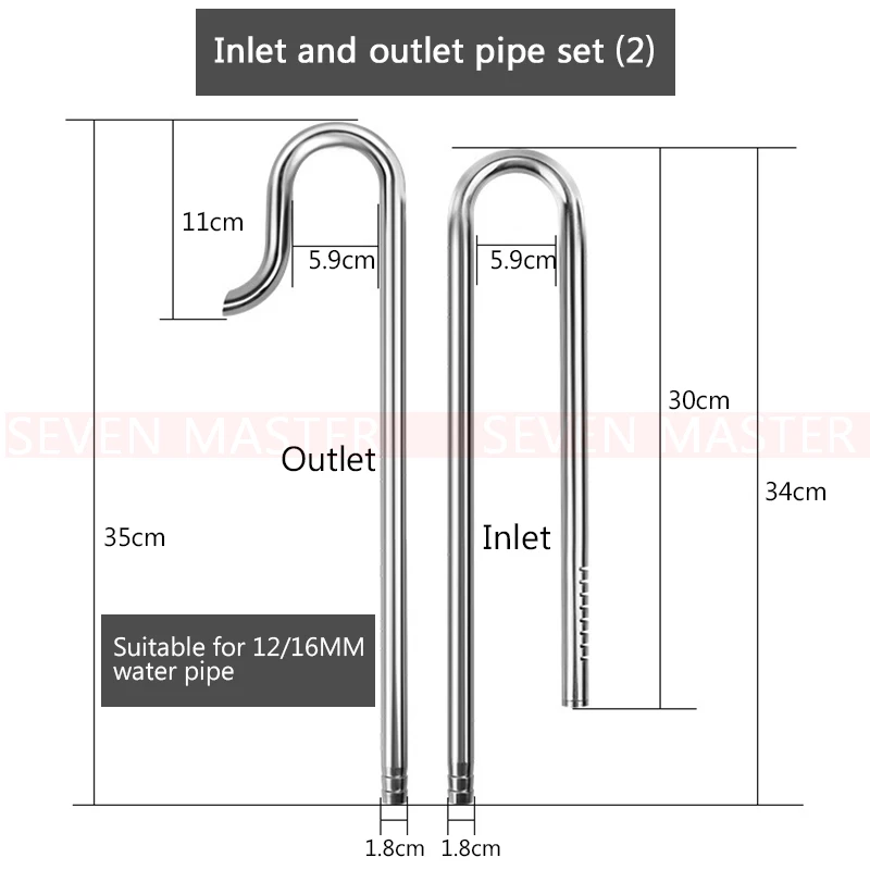 12 мм 16 мм водяное растение для аквариума фильтр бак нержавеющая сталь качество ada мини нано трубы лилии мака пион спин скребок для поверхности надувной - Color: Inlet x outlet set2