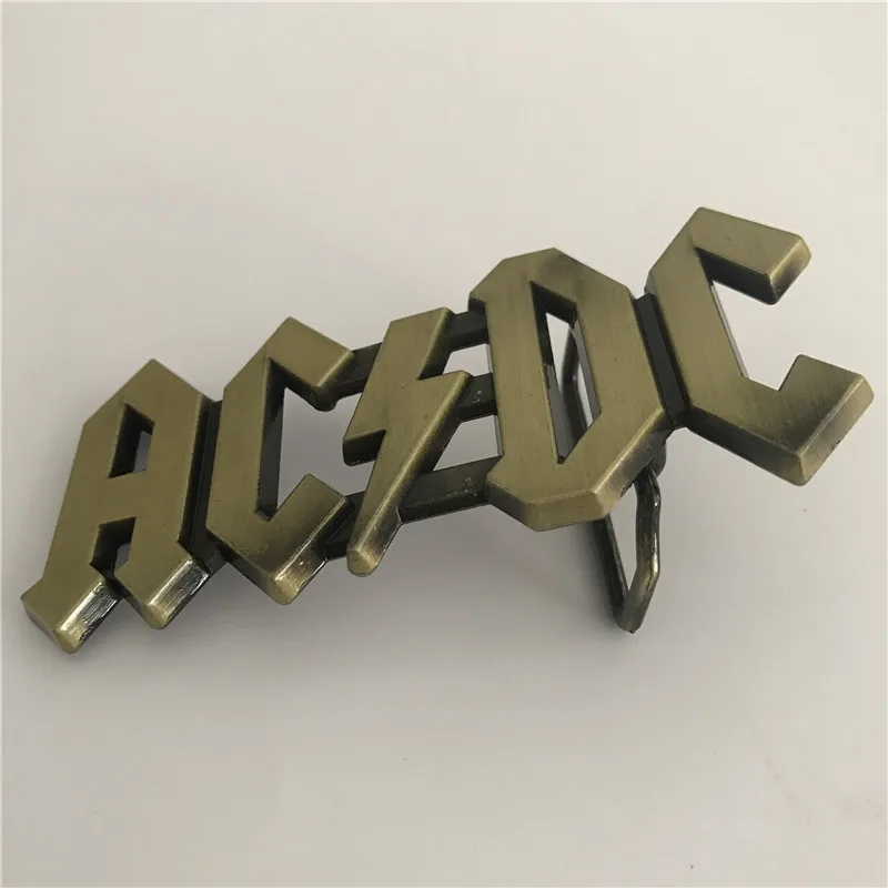 Розничная новые высококачественные бронзовые ACDC рок музыки металлическая пряжка для Модные мужские и женские джинсы аксессуары подходят 4 см широкий пояс