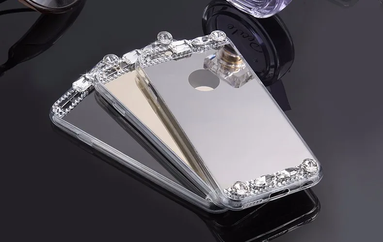 6S 7 Plus Luxury Diamond Glitter Mirror Case For Apple iPhone7 Plus 6 6s Plus 5 5S SE Dual Layer Bling TPU Slim Clear Back Cover (1)