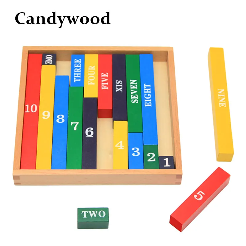 

Candywood Wooden Montessori Math Stick wood Blocks Early Learning 1-10 Mathematics Teaching Educational Toy For Children kids