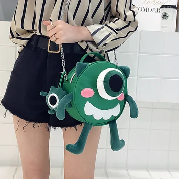 

Cute bag female 2018 new chain Messenger bag Funny cartoon Circular female