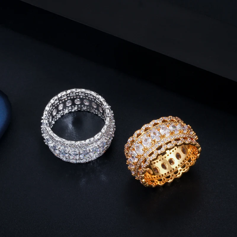 CWWZircons высокое качество роскошные Дубай кубического циркония камни проложить желтое золото большой обручальное вечерние кольца для женщин R138