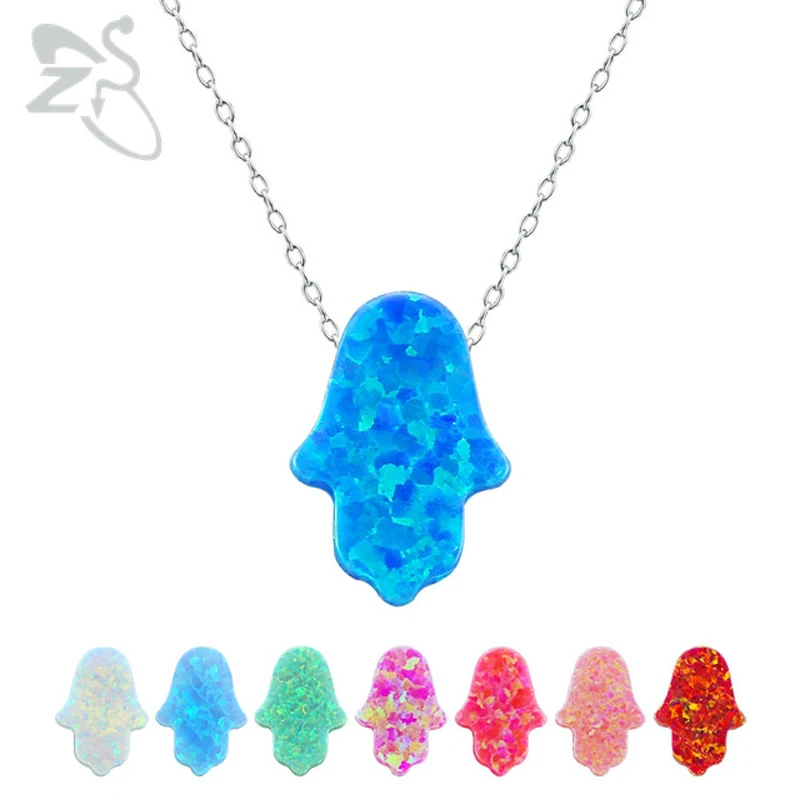 Opal Hamsa Choker Necklace Fatima Hand 