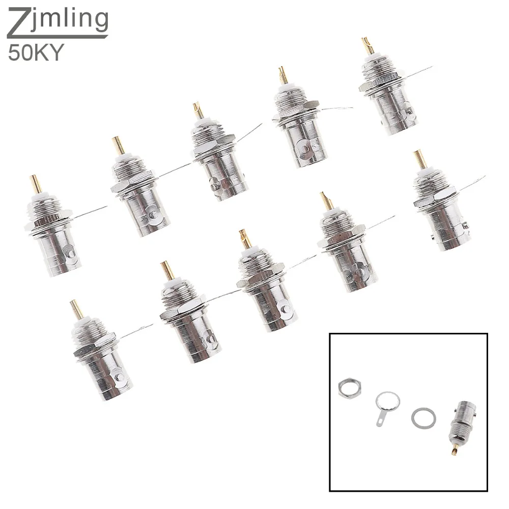 

10pcs 50KY Oscilloscope/Instrumentation/Video Monitoring Pure Copper BNC Q9 Plug with Brazing Sheet and Copper Nut