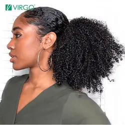 Накладные волосы на резинке расширения перуанский афро кудрявый вьющиеся волосы 4B 4C Клип В Пряди человеческих волос для наращивания