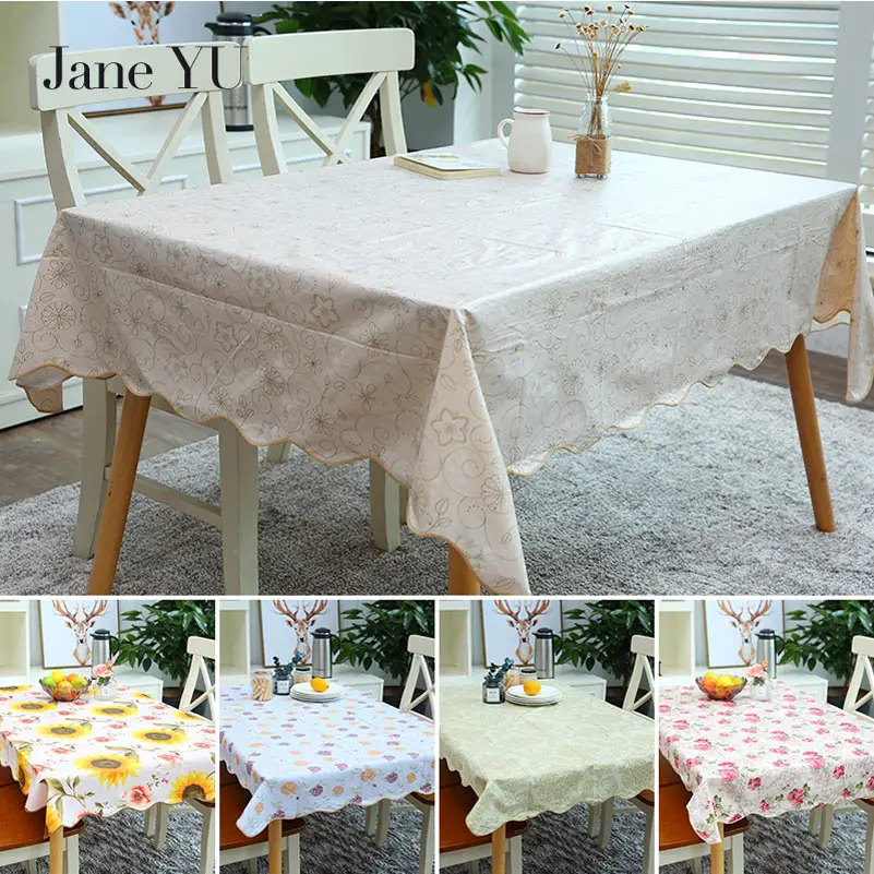 JaneYU Padded waterproof tablecloth PVC oil table mat plastic