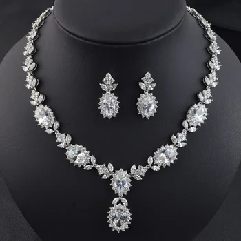 

Red/green/blue/yellow/white zircon party/wedding jewelry set,high quality luxury fashion necklace earring set for women/girl