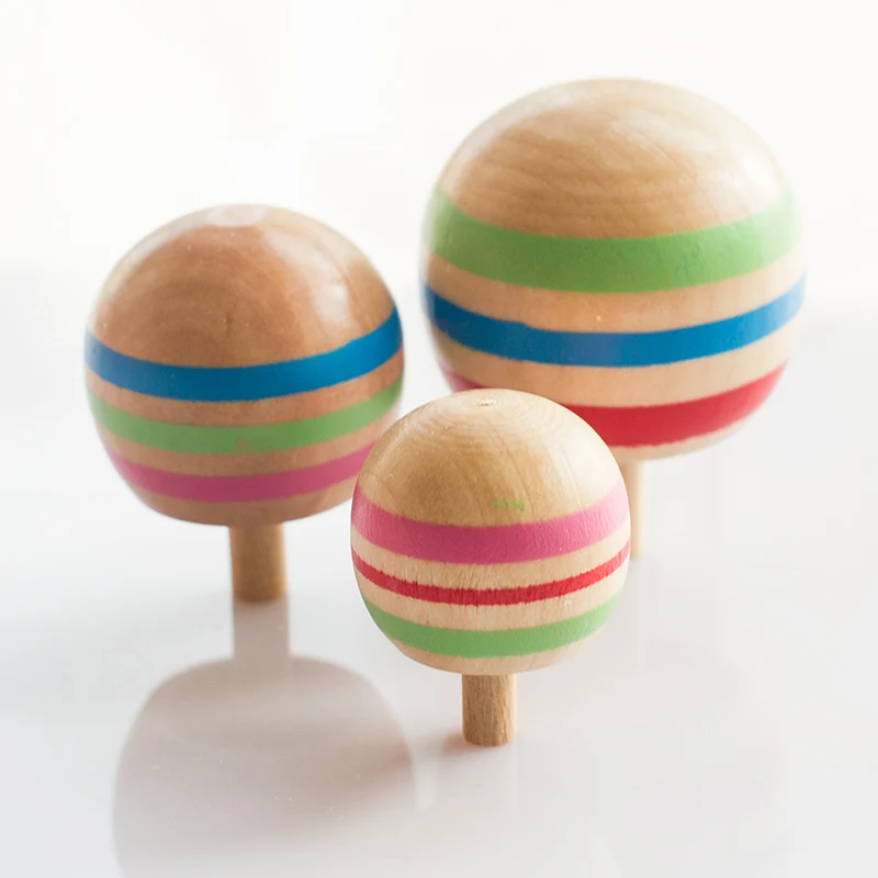 3 pcs/set Baby Children Classic Toys Spinning Tops Traditional Wooden Baby Toys 11 209in