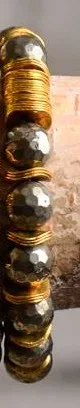 Бохо шик рюшами ваш камень стреч браслет золотая волна золотой браслет из бисера - Окраска металла: pyrite