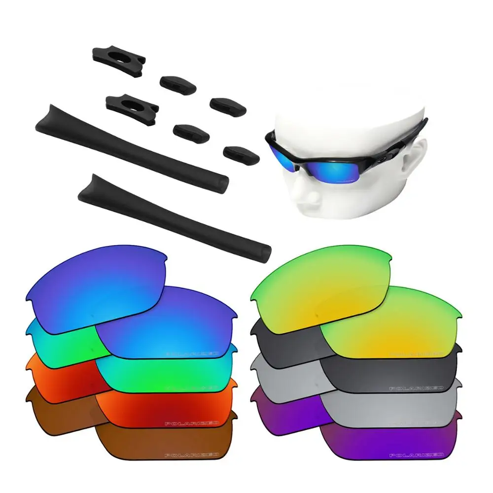 

OOWLIT Anti-Sea Water Replacement Lenses&Rubber Kit for-Oakley Flak Jacket Etched Polarized Sunglasses