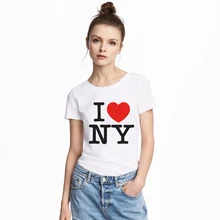 Women Casual T Shirts for Summer I Love NY Yaoi Dalaas Argentina T-Shirt New York Printed Red Heart New High Quality T Shirt