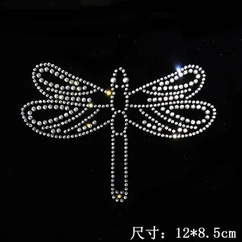 

10 pc/lot DIY small Dragonfly hotfix rhinestones, heat transfer design iron on motifs,rhinestone for garment,T-shirt.bag,shoes