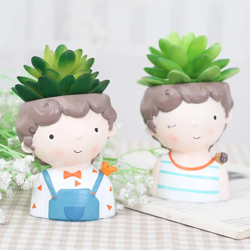 Маленькие Мальчики кашпо набор-4 шт. креативные суккулентные растения цветок настольные горшки Вазы мини домашний сад бонсай украшения подарки