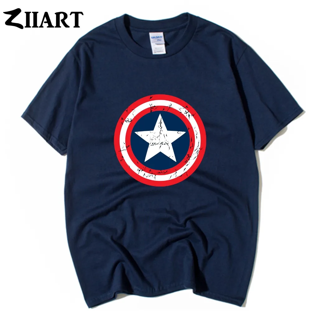 

Vintage Distressed Worn captain america shield couple clothes man boys male o-neck cotton short-sleeve T-shirt