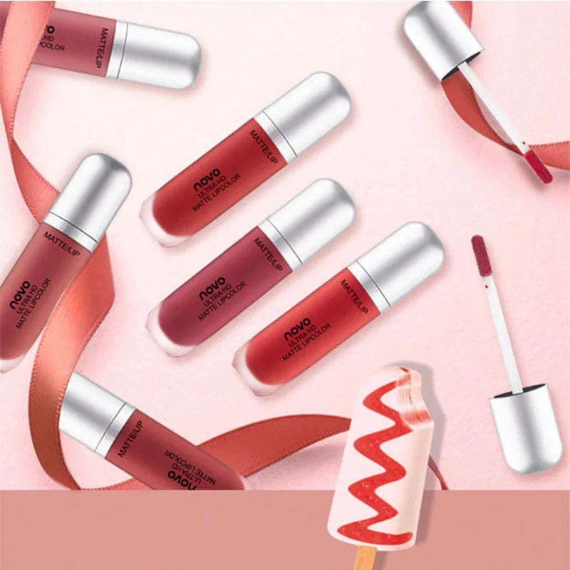 

8colorLip glaze matte velvet matte rotten tomato reddish brown lipstick lip gloss liquid lipstick lip gloss packaging