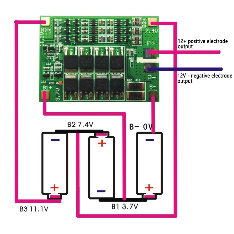 Lithium Battery Charger Protection Module (BMS) 3S 40A 12V