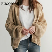 RUGOD повседневные женские кардиганы, однотонный вязаный свитер, женская одежда с длинным рукавом на осень и зиму, женские топы, pull femme hiver