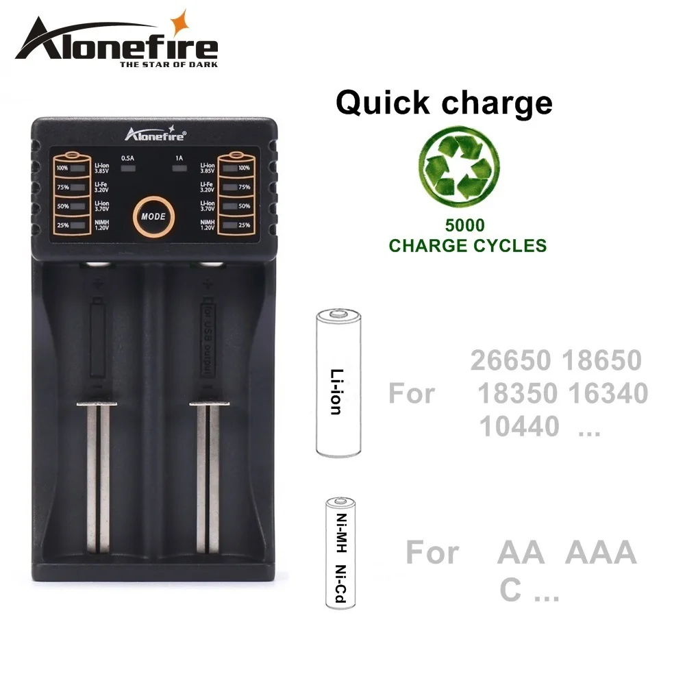 Alonefire MC202 18650 charger 1.2V 3.7V 3.2V 3.85V AA/AAA 18350 26650 14500 16340 NiMH lithium battery flashlight USB charger yonii d4 lcd 18650 battery charger 4 slot for 18650 21700 26650 lithium aa aaa nimh battery