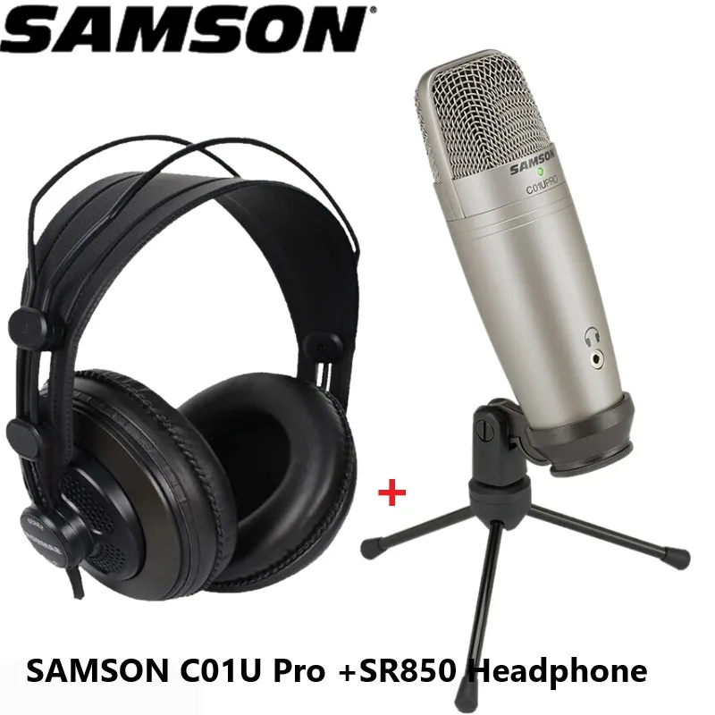 

SAMSON C01U Pro and SAMSON SR850 headphone Real-time Monitoring Mic USB condenser microphone for Broadcasting Music Recording