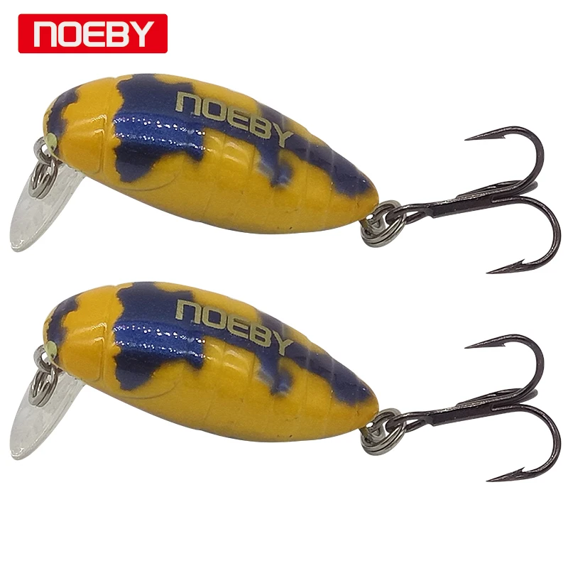 Noeby 1 pièces 28mm/2g Insecte Appât Dur Sauterelle Leurre de Pêche Flottant Insectes Crankbait avec VMC Crochet Triple