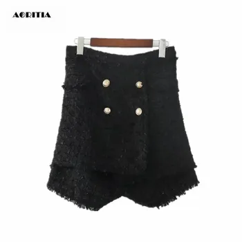 

2018 New Arrival Woman Bootcut Trousers Culottes Short Winter Boots Highwaist Shorts Winter Wool Shorts