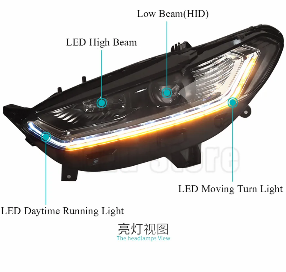 Golkar高品質ledヘッドライトdrl H7 D2h Hidオプションバイキセノンledフォードモンデオ用ヘッドライト 13 から 16 モンデオ フュージョン Led High Beam High Beambi Xenon Aliexpress
