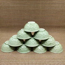 

NEWYEARNEW 1pcs 50ml Dragon Kung fu single tea cup Ceramic Tea Cup of Tea set greenyellow Business Gift Tableware Tea Set