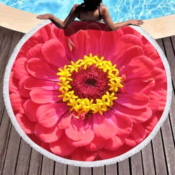 

Pretty Cartoon Portrait Beach Towel Round Microfiber Beach Towels for Living Room Home Decor Boho Style Bath Towels