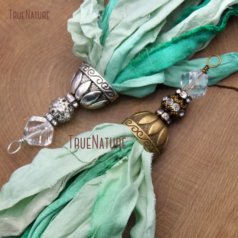 20180303-PM10553- Turquoise Green Shades Sari Silk Tassel Pendant_6