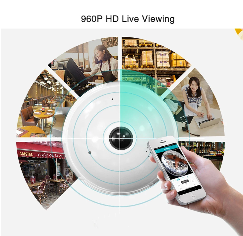  360 Degree Panorama Video Camera Wifi IP Light Bulb Surveillance Cam CCTV Motion Sensor Night Visio - 33042031414