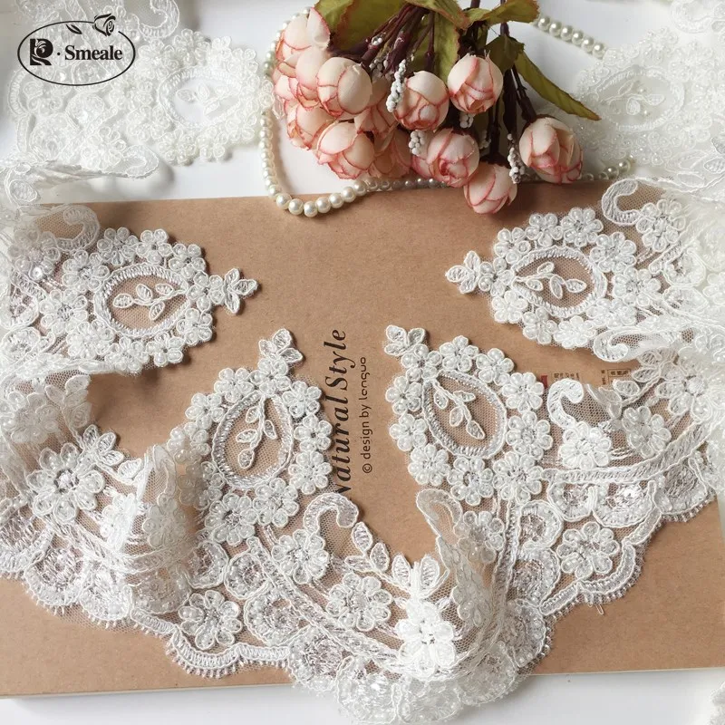 

French Lace Luxury Beading Car Bone Lace High-end Wedding Dress Veil Accessories Lace Trimmings Sewing RS157