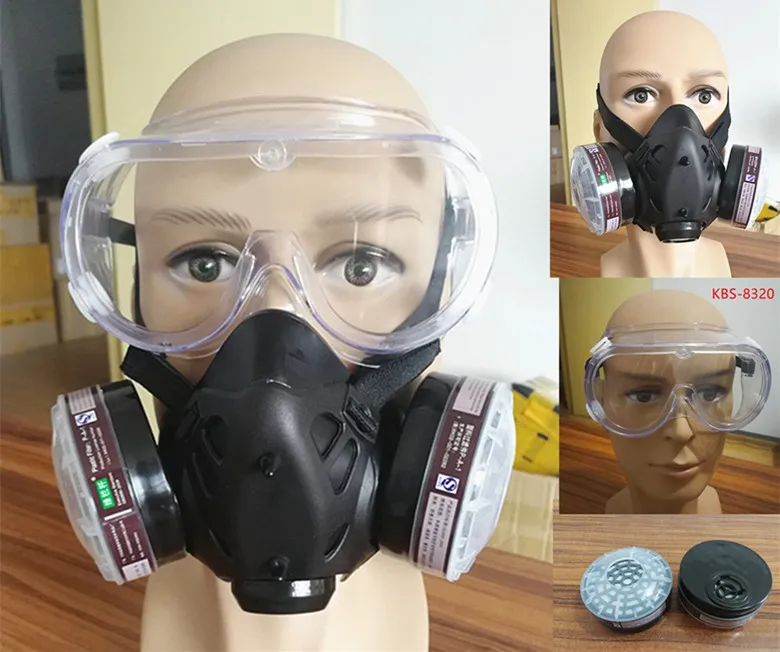 New Jiean9578 Half Face Gas Mask With Glasses in Chemical Respirators