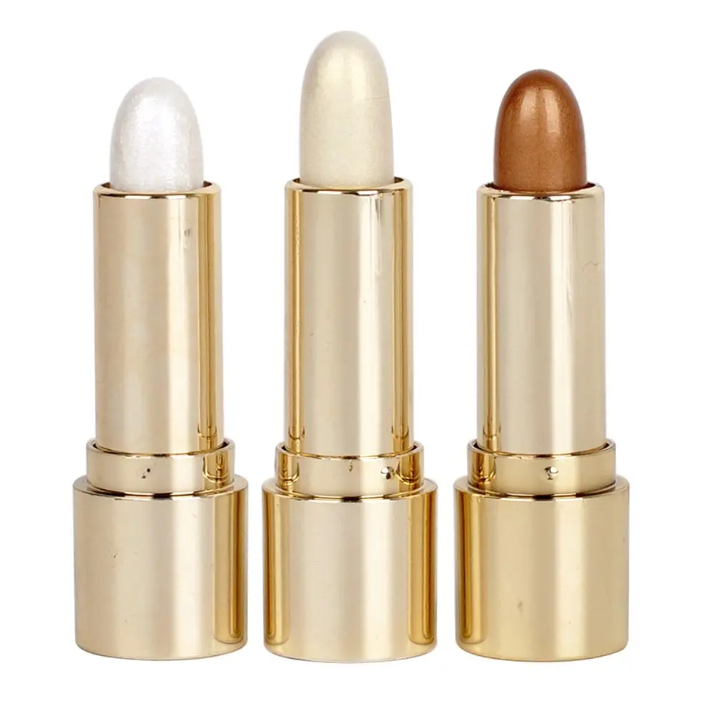 

1 Pcs make up bronzers and highlighters white gold pink shimmer highlight face illuminate outline make-up stick