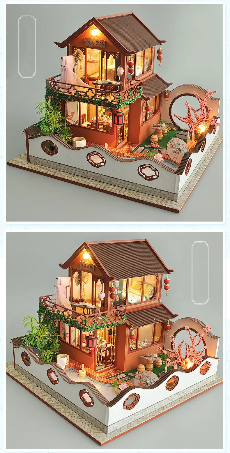 DIY Кукольный дом мебель земля цветков персика миниатюрный кукольный домик игрушки для детей семейный дом Casinha De Boneca Кукольный дом