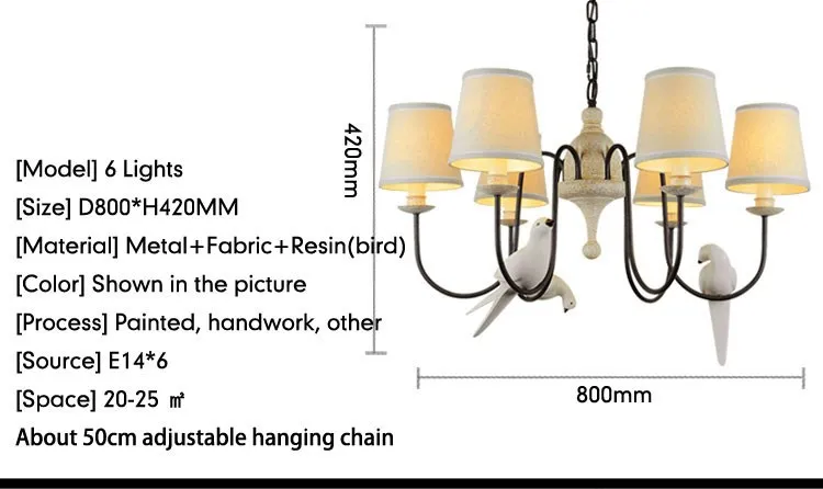 Люстра в виде птицы для гостиной, лестничный светильник, черный железный ретро-стиль из смолы, льняная ткань, абажур, лампа 110-220 В