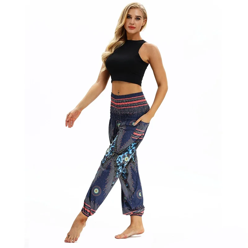 Raisvern женские свободные тайские шаровары, Boho Festival Hippy Aladdin Smock, брюки с высокой талией, Pantalon Femme, повседневные шаровары