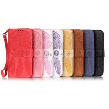 

10pcs/lot New Wind Chimes Flower Pattern PU leather Stand Case For iphone 7 Plus / For iPhone 8 Plus