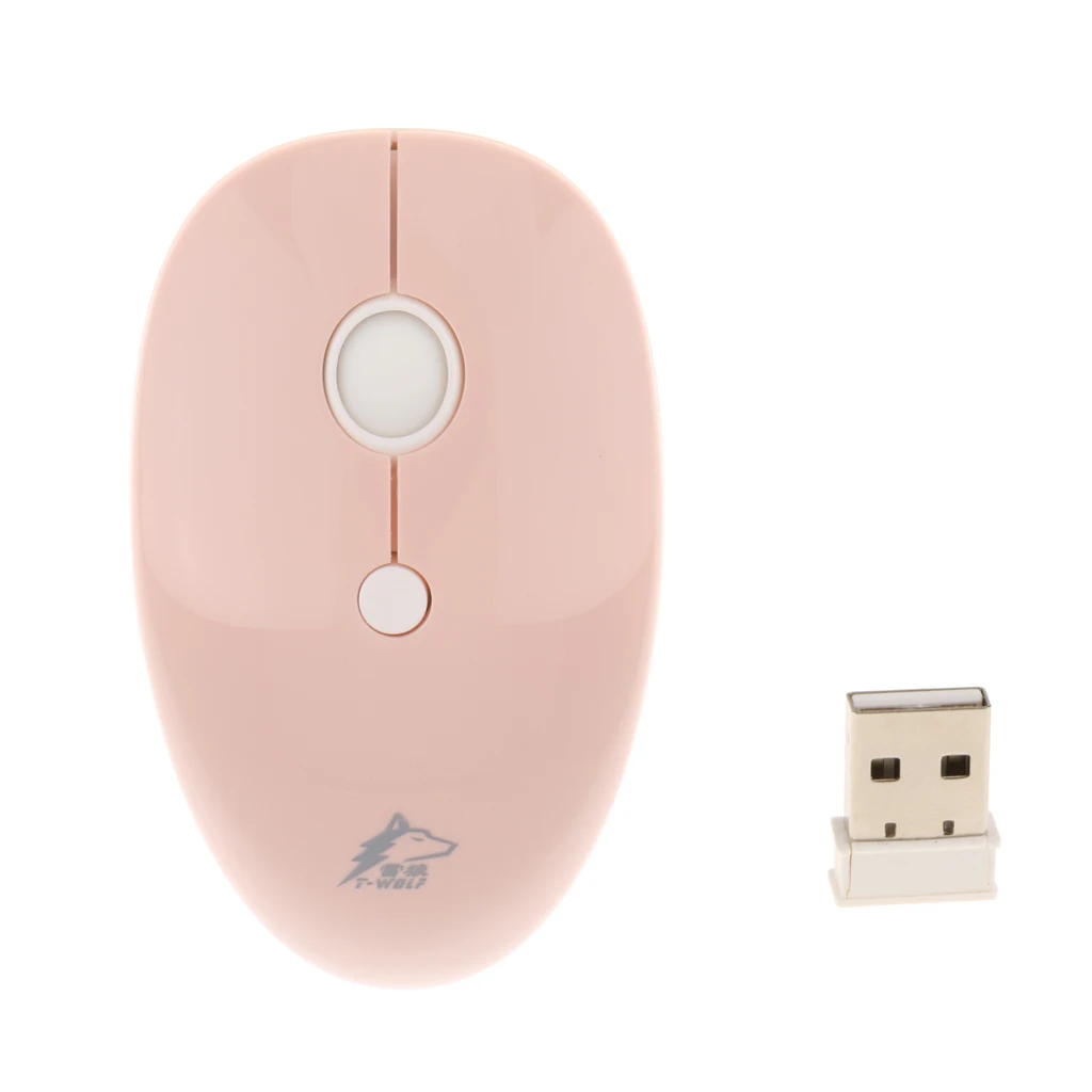 Slim Wireless Mouse with USB Receiver Less Noise Optical Mice  Pink