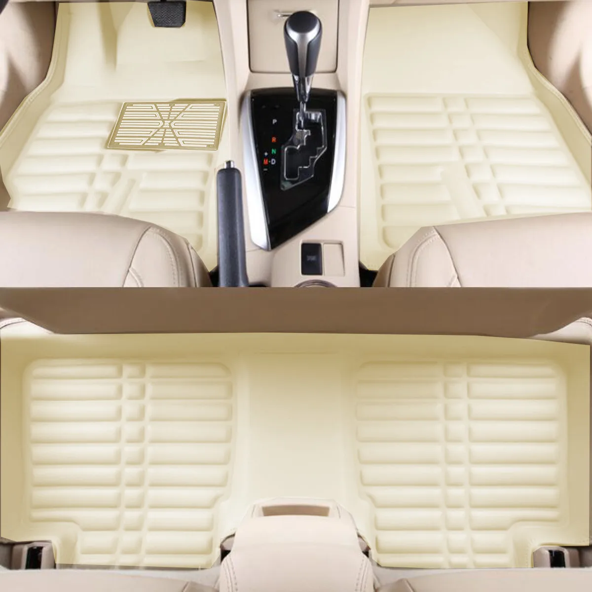 

3Pcs 1Set Beige Car Floor Mats Front & Rear Liner Non-slip Waterproof Cover Cushions Carpets For Jeep Grand Cherokee 2011-2016