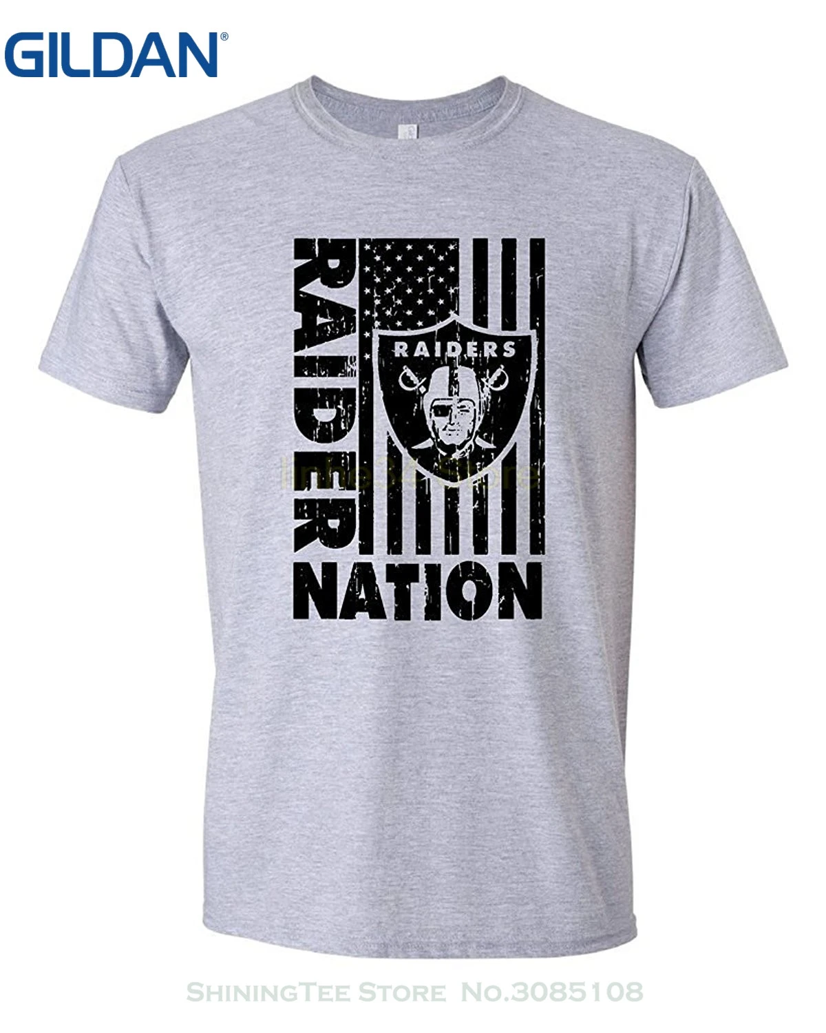 GILDAN Новая модная футболка с короткими рукавами Мужская одежда Raider Nation серый Xxxl |