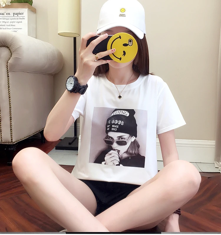 Модная футболка с круглым вырезом и короткими рукавами для девочек ulzzang пара
